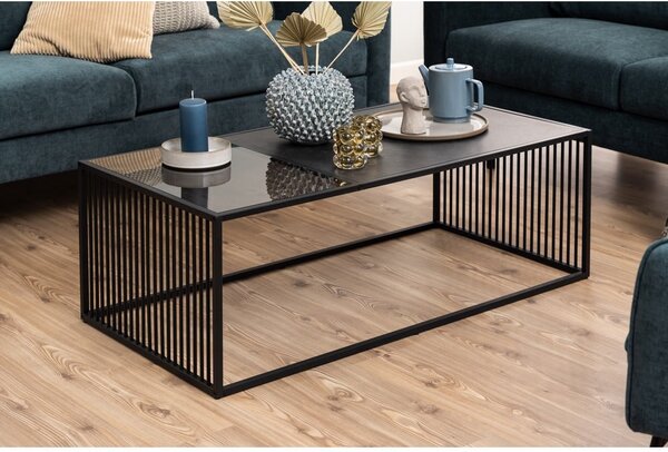Črna mizica s stekleno mizno ploščo 60x120 cm Strington – Actona