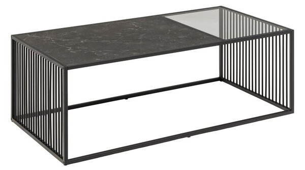Črna mizica s stekleno mizno ploščo 60x120 cm Strington – Actona