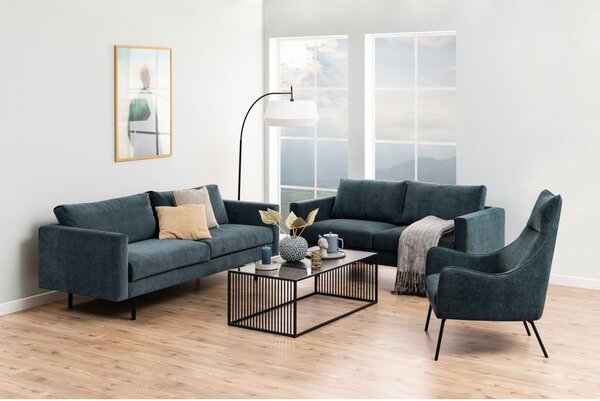 Črna mizica s stekleno mizno ploščo 60x120 cm Strington – Actona