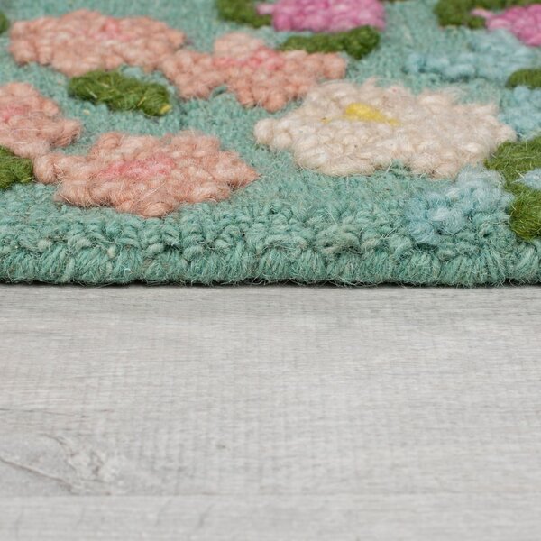 Mentolno zelena ročno tkana volnena preproga 160x230 cm Emilia Floral – Flair Rugs