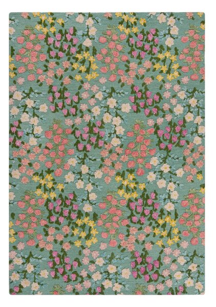Mentolno zelena ročno tkana volnena preproga 160x230 cm Emilia Floral – Flair Rugs