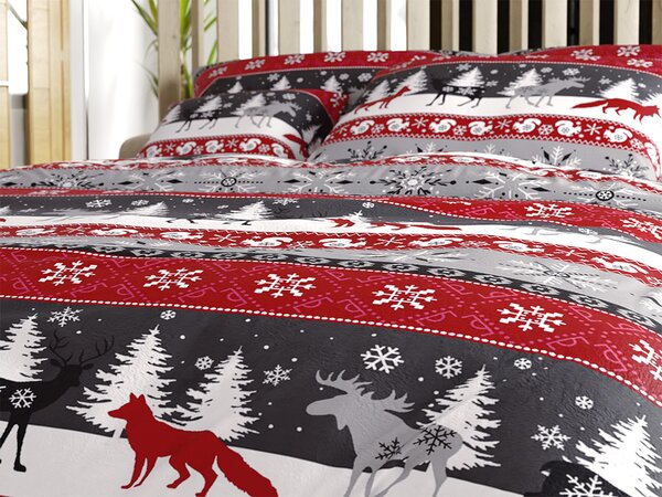 Posteljnina mikropliš SNOWY FOREST siva Dimenzije posteljnine: 70 x 90 cm | 140 x 220 cm