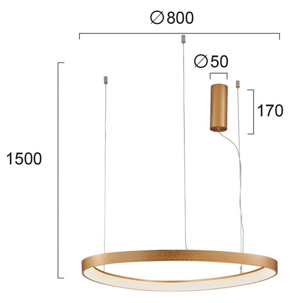 LED viseča luč Loop, zlata, Ø 80 cm