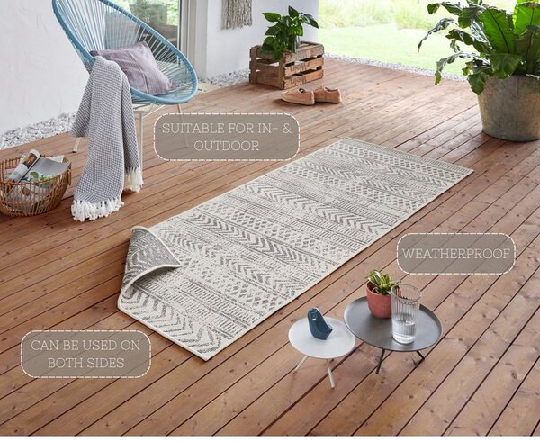 Sivo-krem zunanja preproga NORTHRUGS Biri, 80 x 250 cm