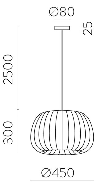 Obesek Mirta, senčilo iz akrilnih palic, siva, Ø 45 cm