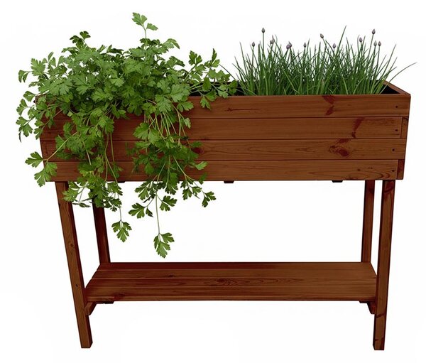 ATMOWOOD Lesena dvignjena gredica s polico 120 cm - tikovina
