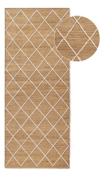 Ročno tkan tekač iz jute v naravni barvi 80x200 cm Kunu – Hanse Home