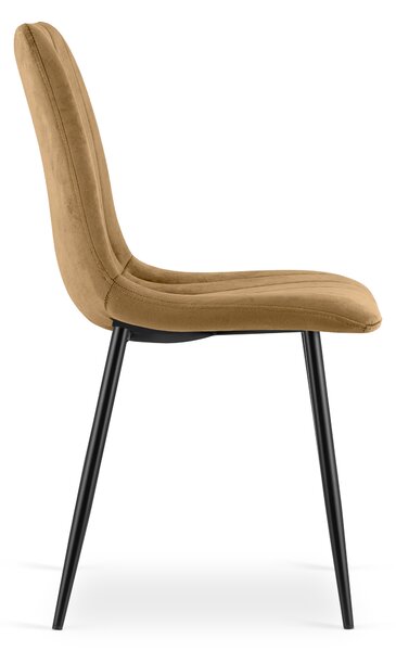 Rjav stol LAVA žametni s črnimi nogami