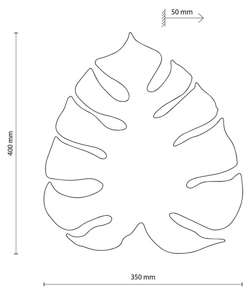 Envostar stenska svetilka Folah, oblika lista, oreh, 40 x 35 cm