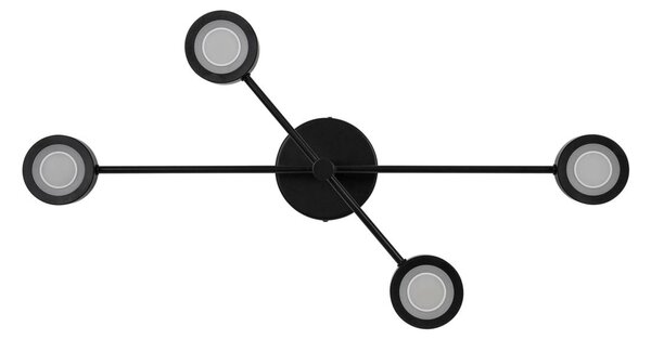 Stropna svetilka LED Clyde Flex, 4-svetlobna, 2 nosilca, črna
