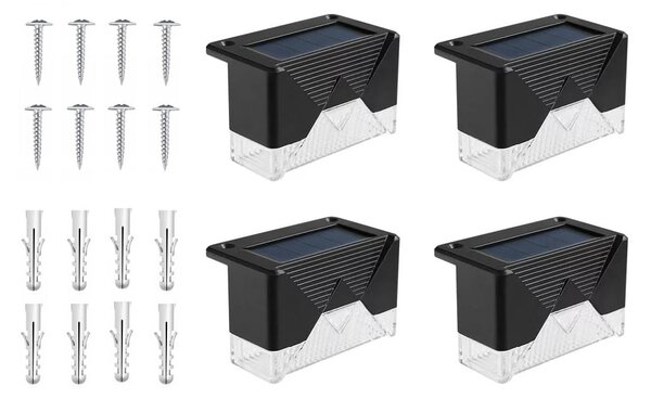 Set 4 solarnih ograjnih LED svetilk hladno bele IP65