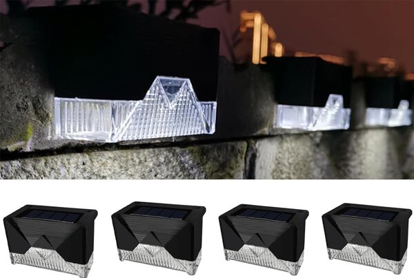 Set 4 solarnih ograjnih LED svetilk hladno bele IP65