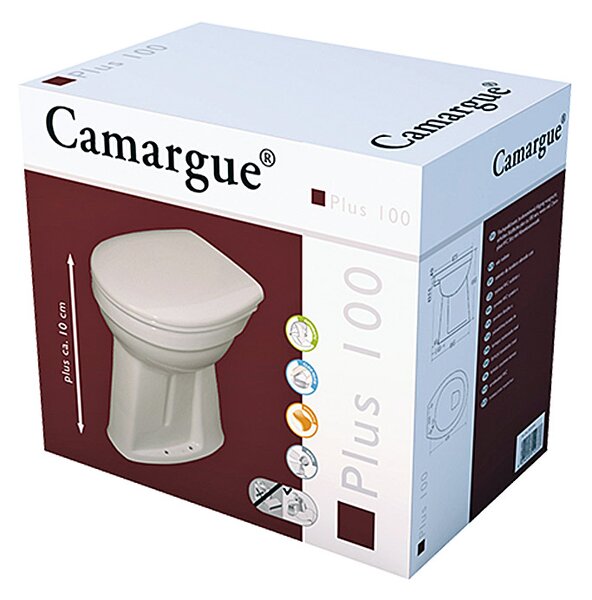 WC školjka Camargue Set Plus 100 (odtok v tla, povišana za 10 cm, medicinska, WC deska snemljiva s počasnim spuščanjem)