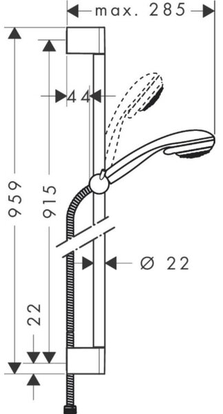 Pršni set Hansgrohe Crometta Vario (krom, sijaj, razmak med luknjama 91,5 cm)