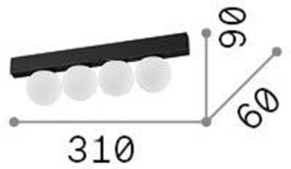 Ideal Lux LED stropna svetilka Ping Pong bela, 4-svetlobna, opalno steklo