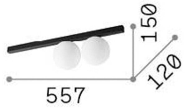 Ideal Lux Binomio stropna svetilka, bela, 2-svetlobna, kovina, steklo