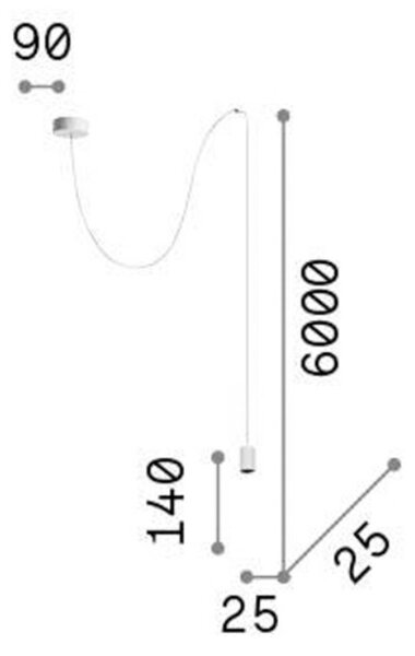 Ideal Lux Archimede Cilindro LED viseča svetilka, bela, kovinska