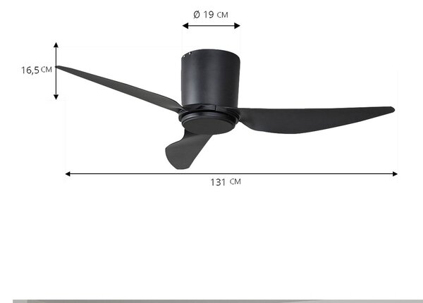 Stropni ventilator Lindby Aulo, črn, DC, tih, Ø 123 cm