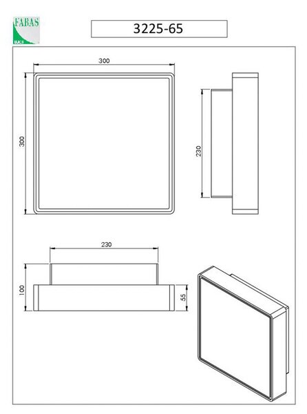 Stenska svetilka Oban, 30 cm x 30 cm, senzor, 2 x E27, bela, IP65