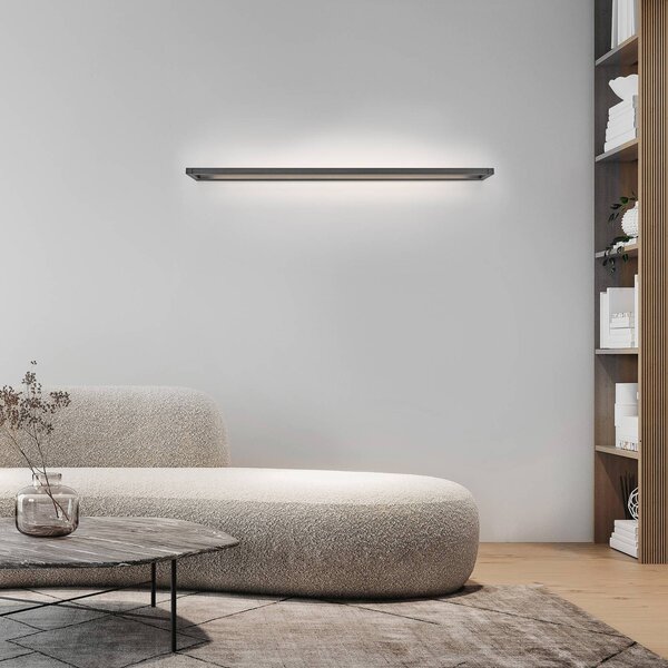 PURE LED stenska svetilka Puro, siva Širina 100 cm Aluminijast dimmer