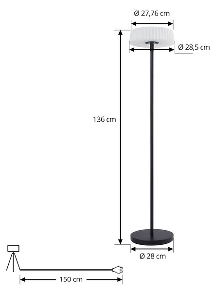 Lindby LED solarna talna svetilka Samine, črna, kovinska, z možnostjo