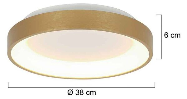 Stropna svetilka Ringlede LED, zlata, višina 6 cm, Ø 38 cm