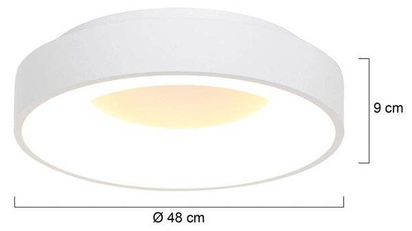 Stropna svetilka Ringlede LED, 2.700 K, Ø 48 cm, bela, kovinska