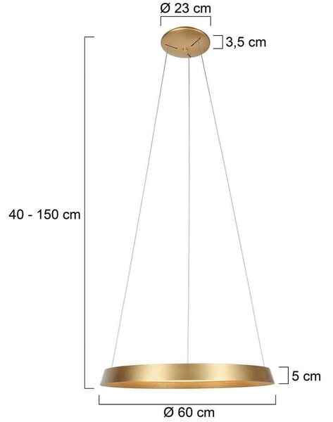 Ringlux LED viseča svetilka, 1-svetlobna, zlate barve, kovinska