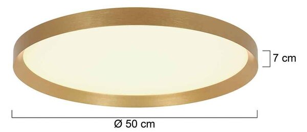 Stropna svetilka LED Flady, zlate barve, Ø 50 cm, neposredna/neposredna