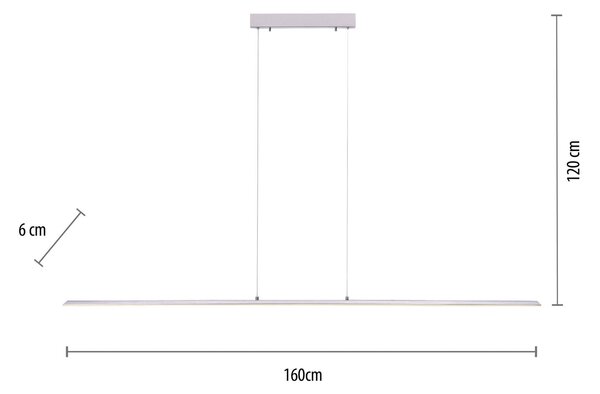 PURE LED viseča luč Lite, srebrna, 160 cm, CCT, možnost zatemnitve