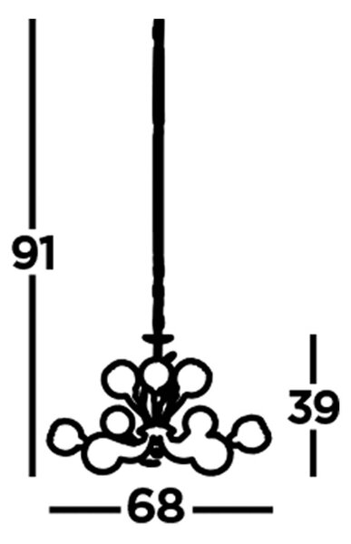 Lestenec Bellis II, barva antične medenine, steklo, 9 luči, G9