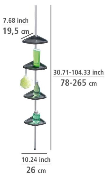 Kotni regal za prho Wenko Easy (teleskopski, 4 police, srebrn)