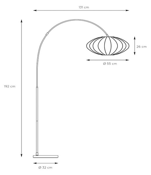 Obločna svetilka Corina, krem, E27, 192 cm