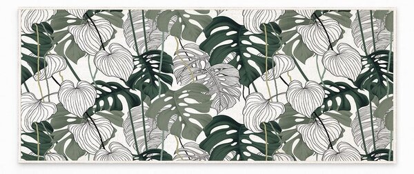 Belo-zelena pralna preproga 80x150 cm Monstera – Oyo Concept