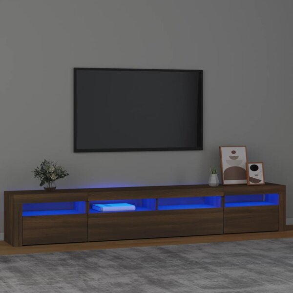 VidaXL TV omarica z LED lučkami rjav hrast 240x35x40 cm