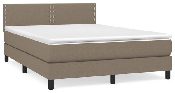 VidaXL Box spring postelja z vzmetnico taupe 140x190 cm blago