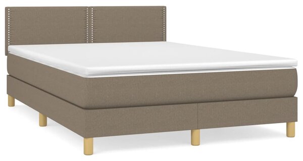 VidaXL Box spring postelja z vzmetnico taupe 140x190 cm blago