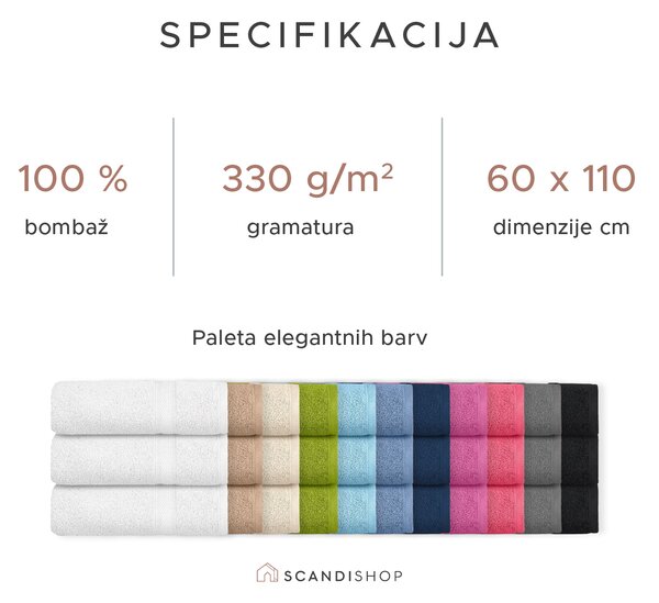 Brisača CLARYSSE ELEGANCE 60x110 cm temno modra, 100% bombaž