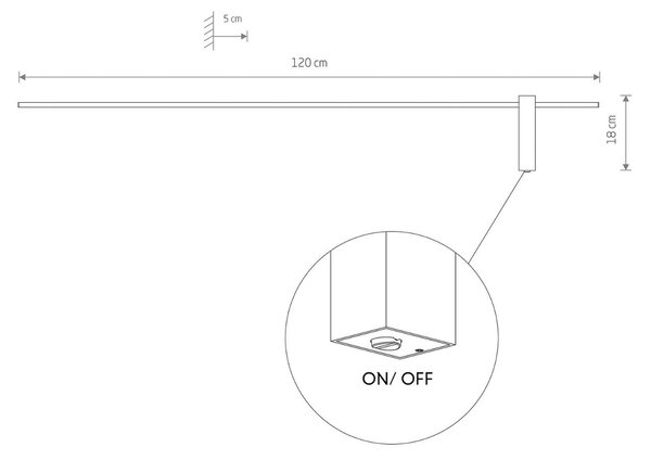 LED stenska svetilka Motive L, širina 120 cm, črna, kovinska