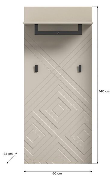 MID.YOU Garderobni Panel Notes, Pribl. 60x140 Cm, Peščeno Bež