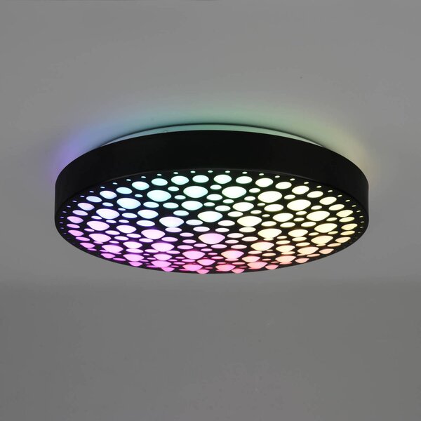 LED stropna svetilka Chizu Ø 40,5 cm zatemnljiva RGB črna