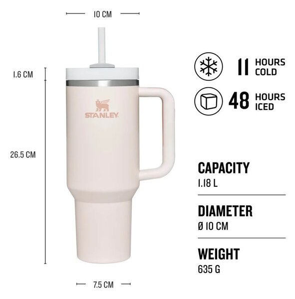 Rožnata termovka s slamico iz nerjavečega jekla 1,18 l Quencher H2.0 FlowState Tumbler Cherry Blossom – Stanley