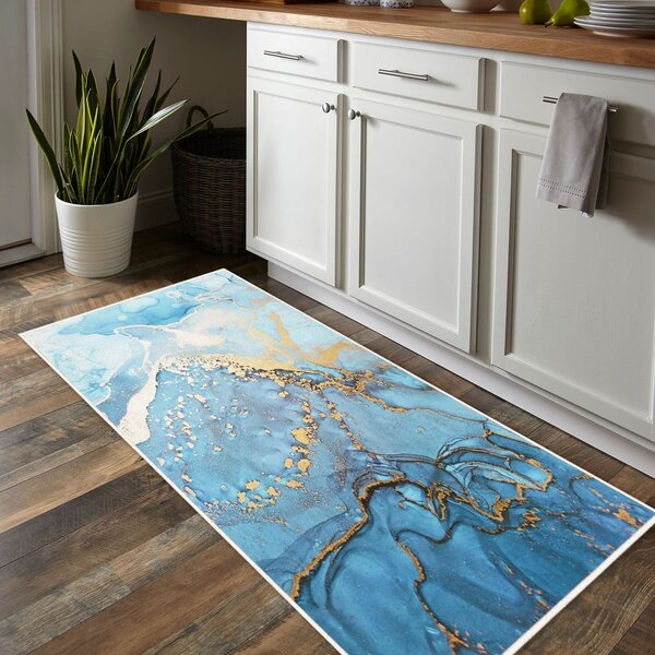 Modra pralna preproga 80x150 cm Blue Waves – Oyo Concept