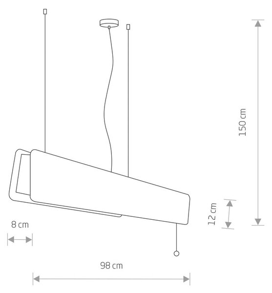 Oslo LED viseče svetilo, les, širina 98 cm, stikalo z vlečno vrvico