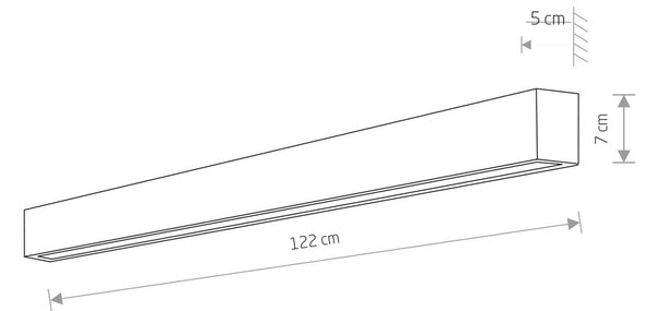 Ravna stenska svetilka L, 122 cm, črna