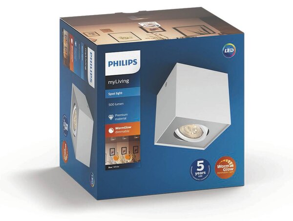 Philips myLiving Box LED reflektor z enojnim plamenom bele barve