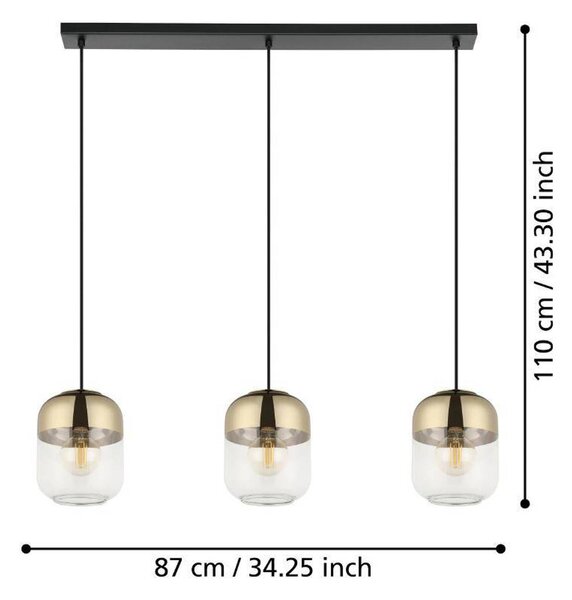 EGLO Maryvilla viseča svetilka zlata/čista, s tremi svetilkami