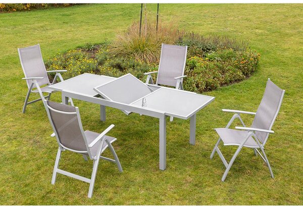 Gardenson Raztegljiva Vrtna Miza Ambia, Steklo, Aluminij, 140-200x90