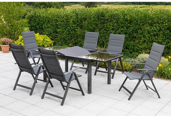 Gardenson Raztegljiva Vrtna Miza Ambia, Steklo, Aluminij, 140-200x90