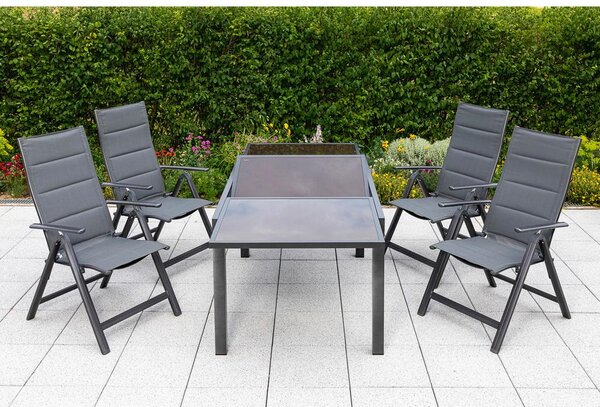 Gardenson Raztegljiva Vrtna Miza Ambia, Steklo, Aluminij, 120-180x90